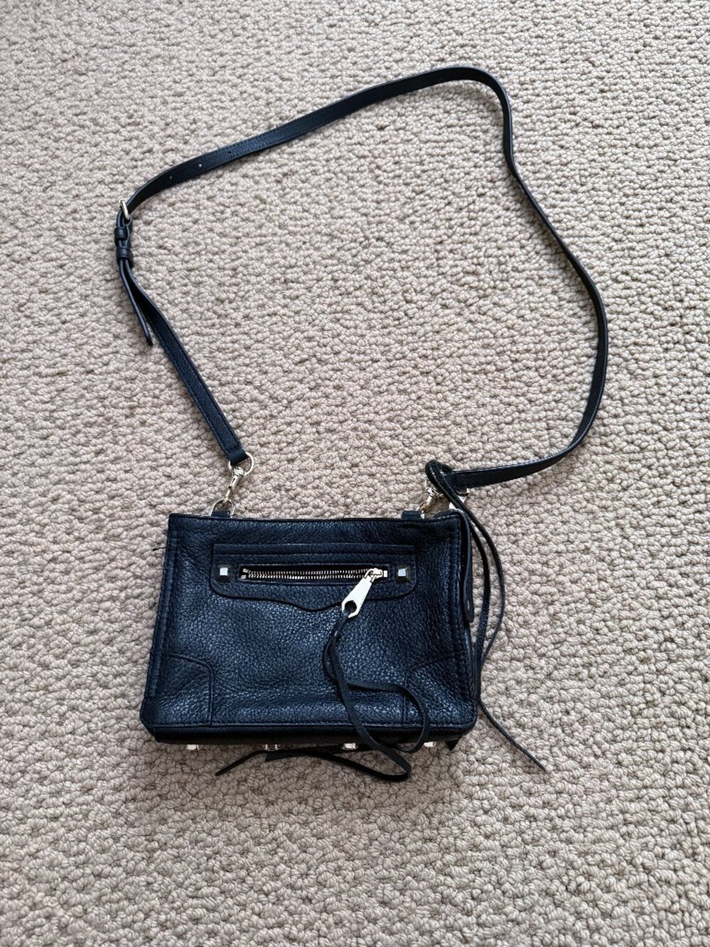 Rebecca Minkoff Mini MAC Black Leather Crossbody Bag – Gold Hardware